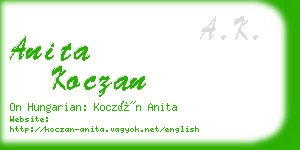 anita koczan business card